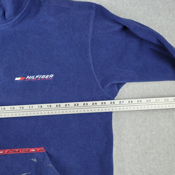Vintage Tommy Hilfiger‎ 1/4 Zip Men's Extra Large XL Blue Y2K Fleece Sweater - Picture 6 of 10